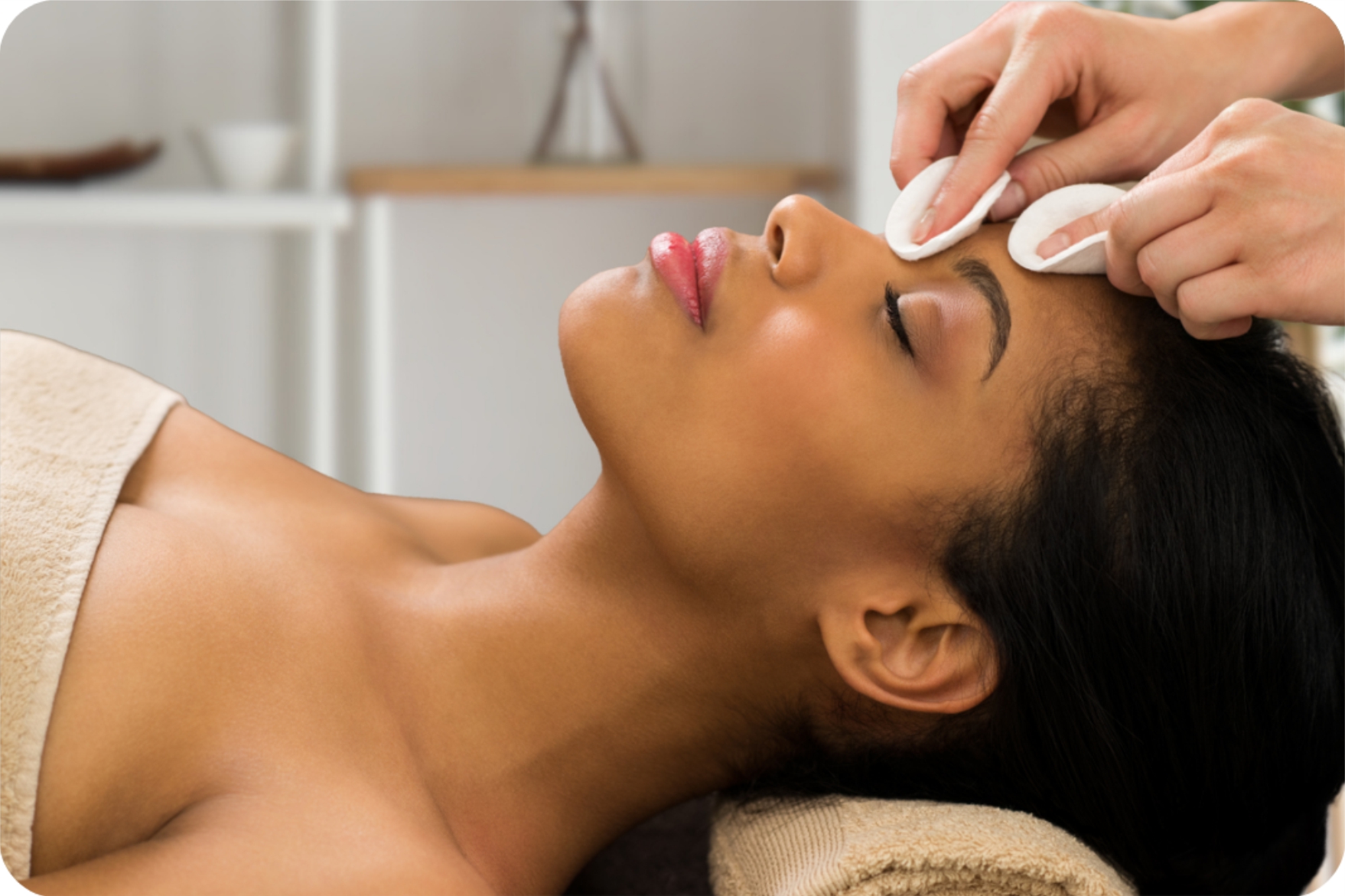 Close-up of a woman receiving a cosmetic injection near the eye area during a Botox and filler treatment.
